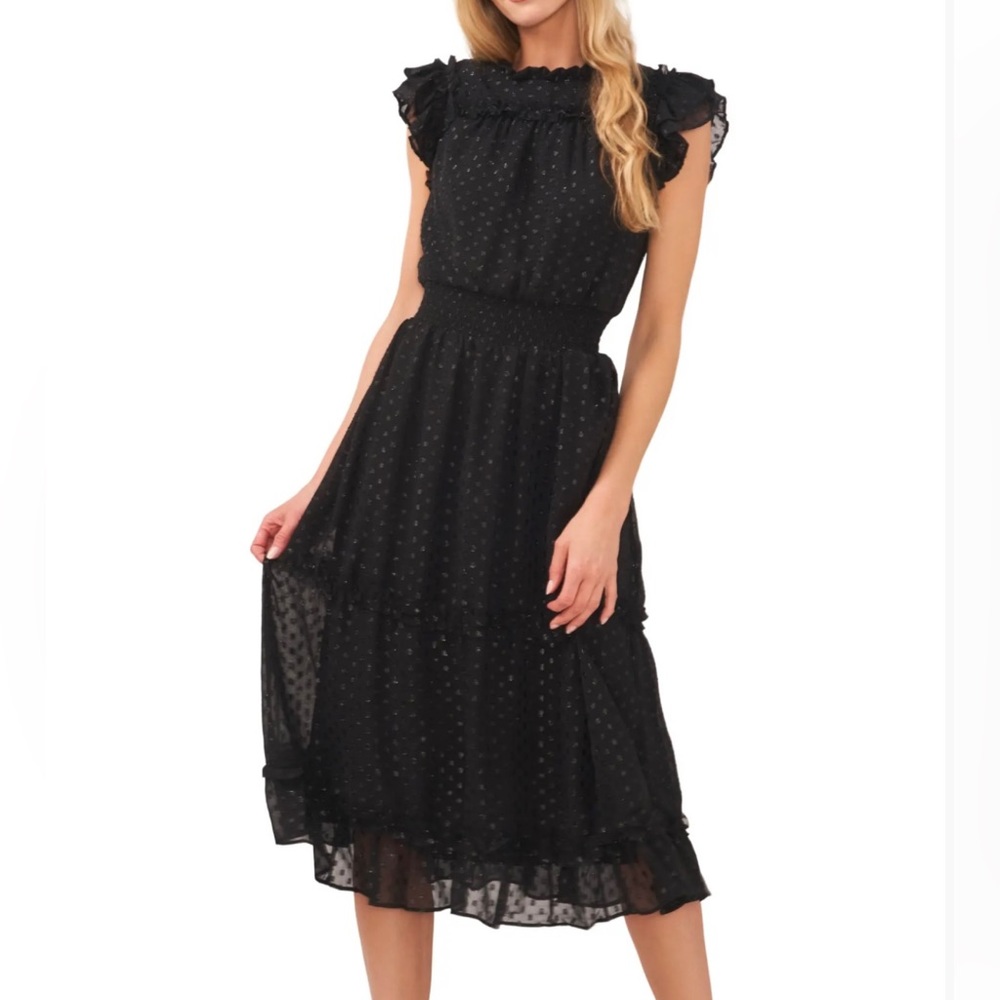 CeCe Smocked black dress - L